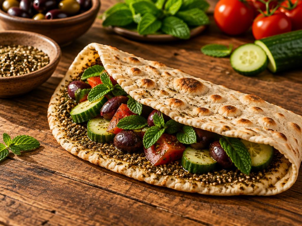 مشروحة زعتر مع خضار