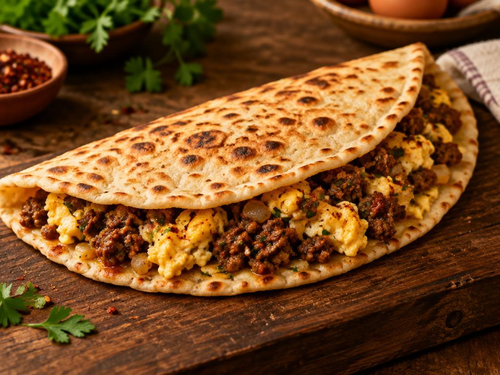 مشروحة بيض مع لحمة